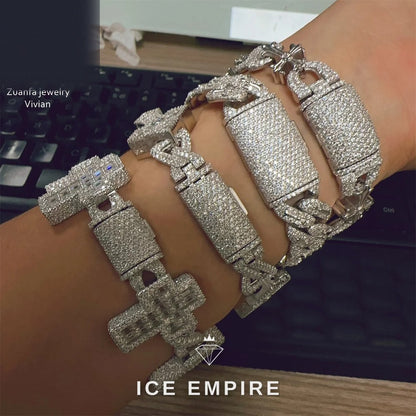Iced Out 925 Silver Moissanite Cuban Chain