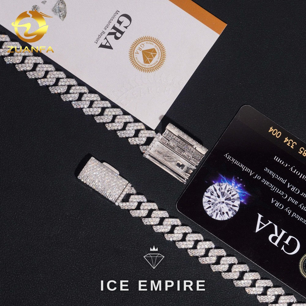 Iced Out 925 Silver Moissanite Cuban Chain