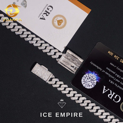 Iced Out 925 Silver Moissanite Cuban Chain
