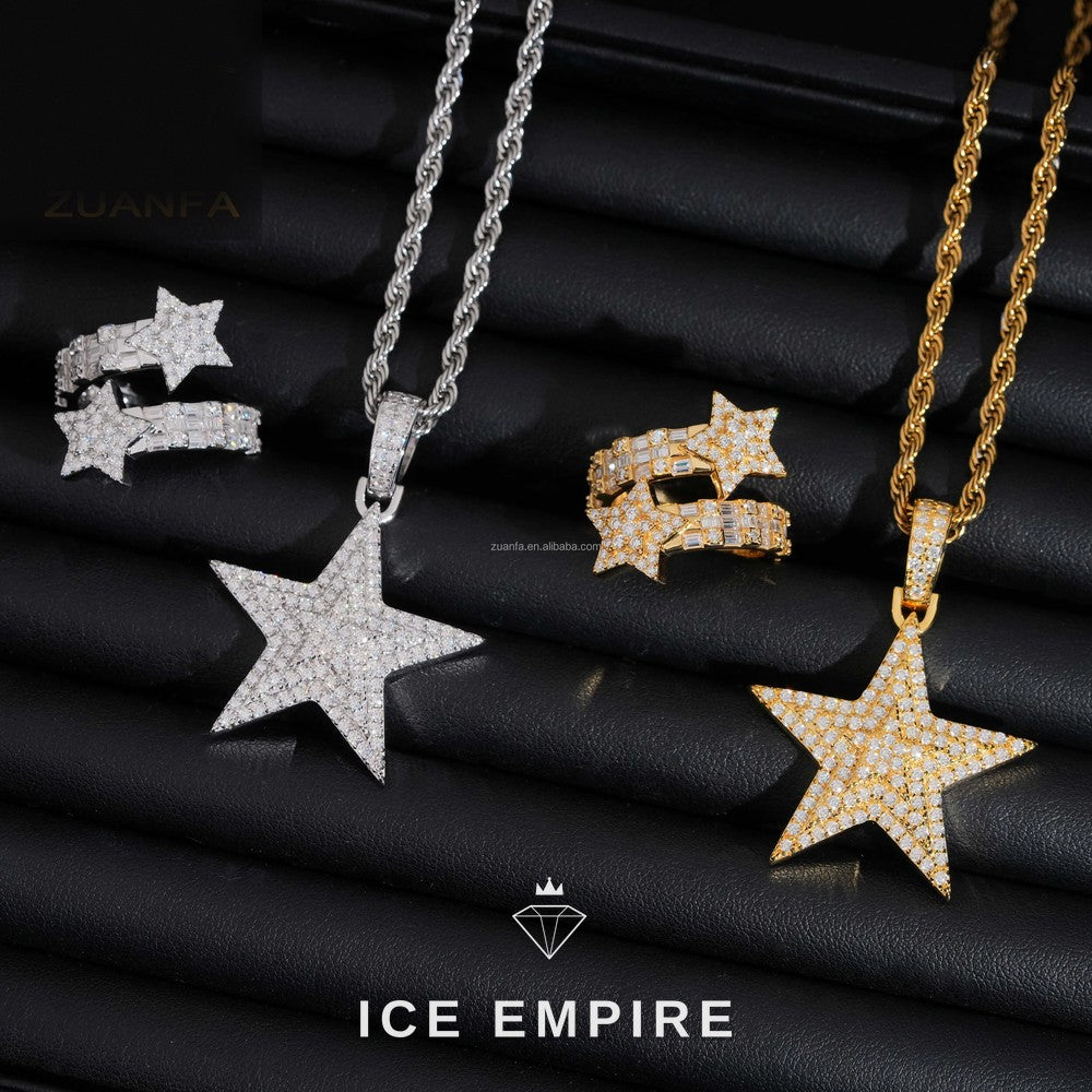 Iced Out Cross 925 Silver Pendant
