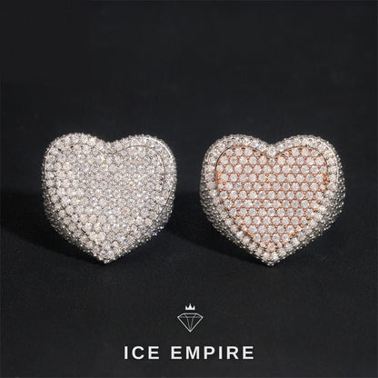 Iced Out Heart 925 Silver Moissanite Ring