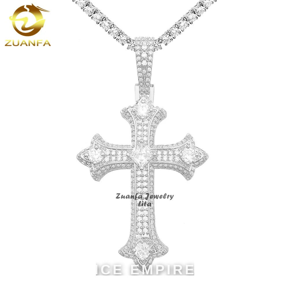 Iced Out Cross 925 Silver Moissanite Pendant