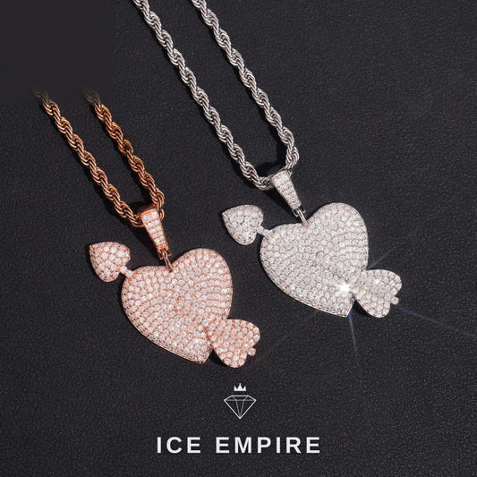 Iced Out Heart Rose Gold Plated Moissanite Pendant