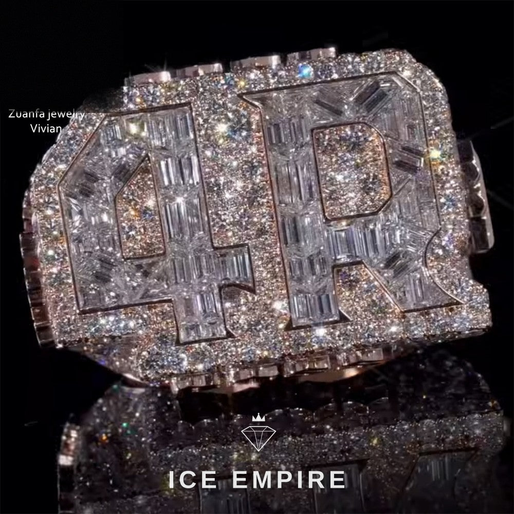 Iced Out 925 Silver Moissanite Ring