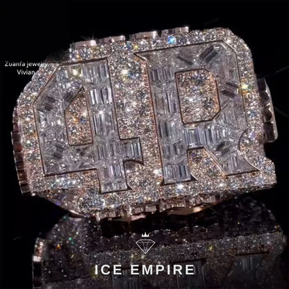 Iced Out 925 Silver Moissanite Ring
