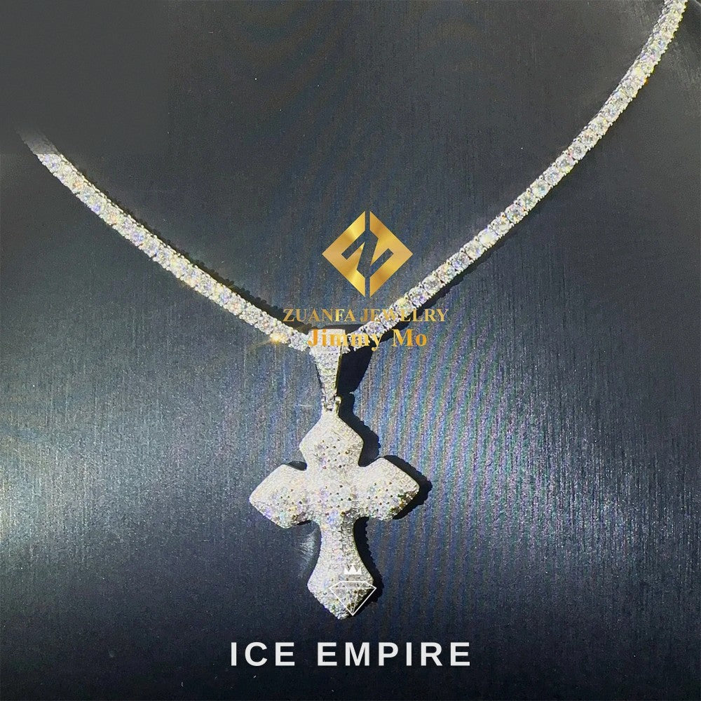 Iced Out Cross Gold Plated Moissanite Pendant
