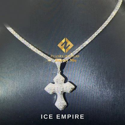 Iced Out Cross Gold Plated Moissanite Pendant