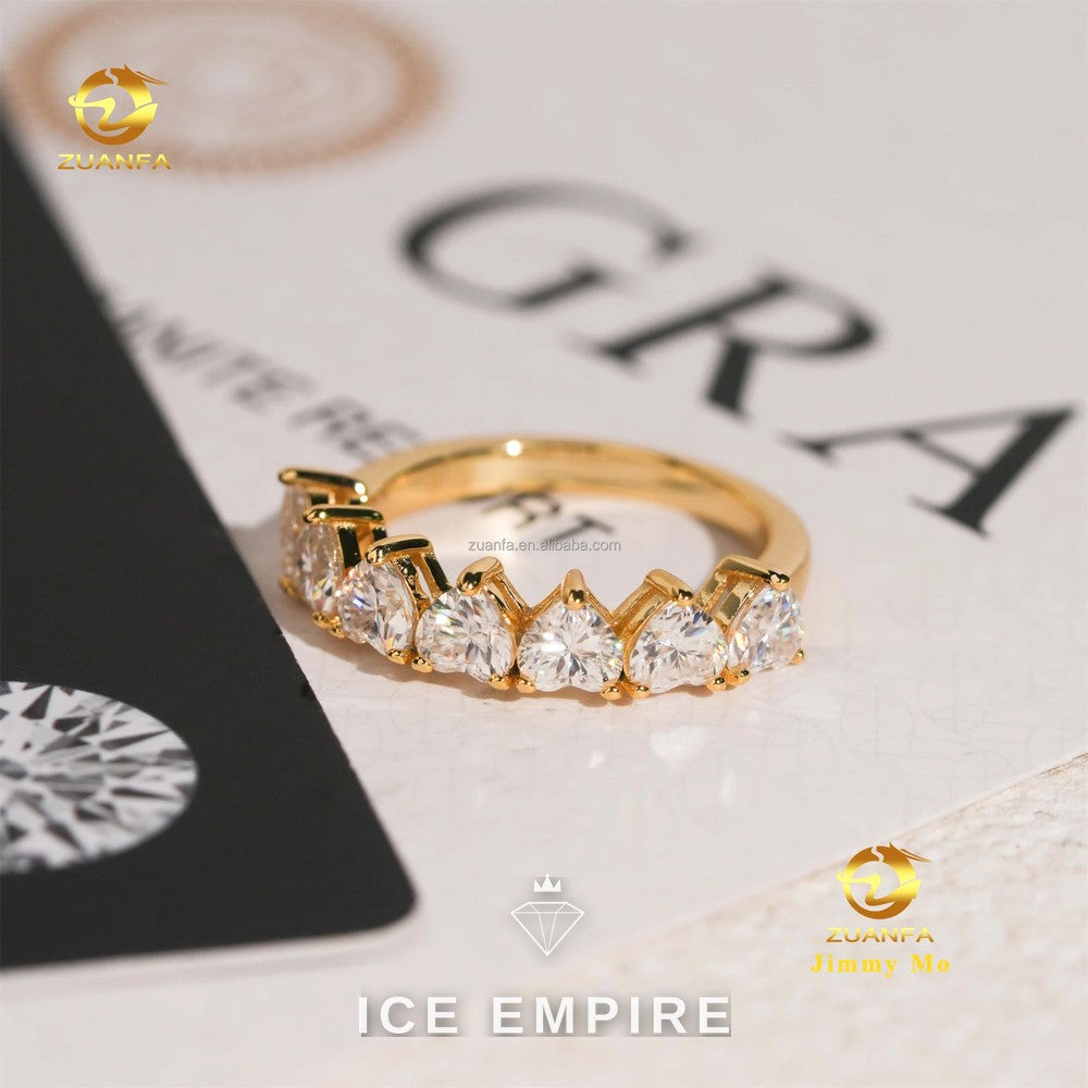 Iced Out Heart Gold Plated Moissanite Ring