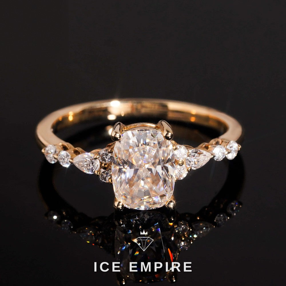 Iced Out 10K Gold Moissanite Engagement Ring