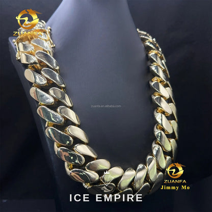Iced Out 14K Gold Cuban Chain