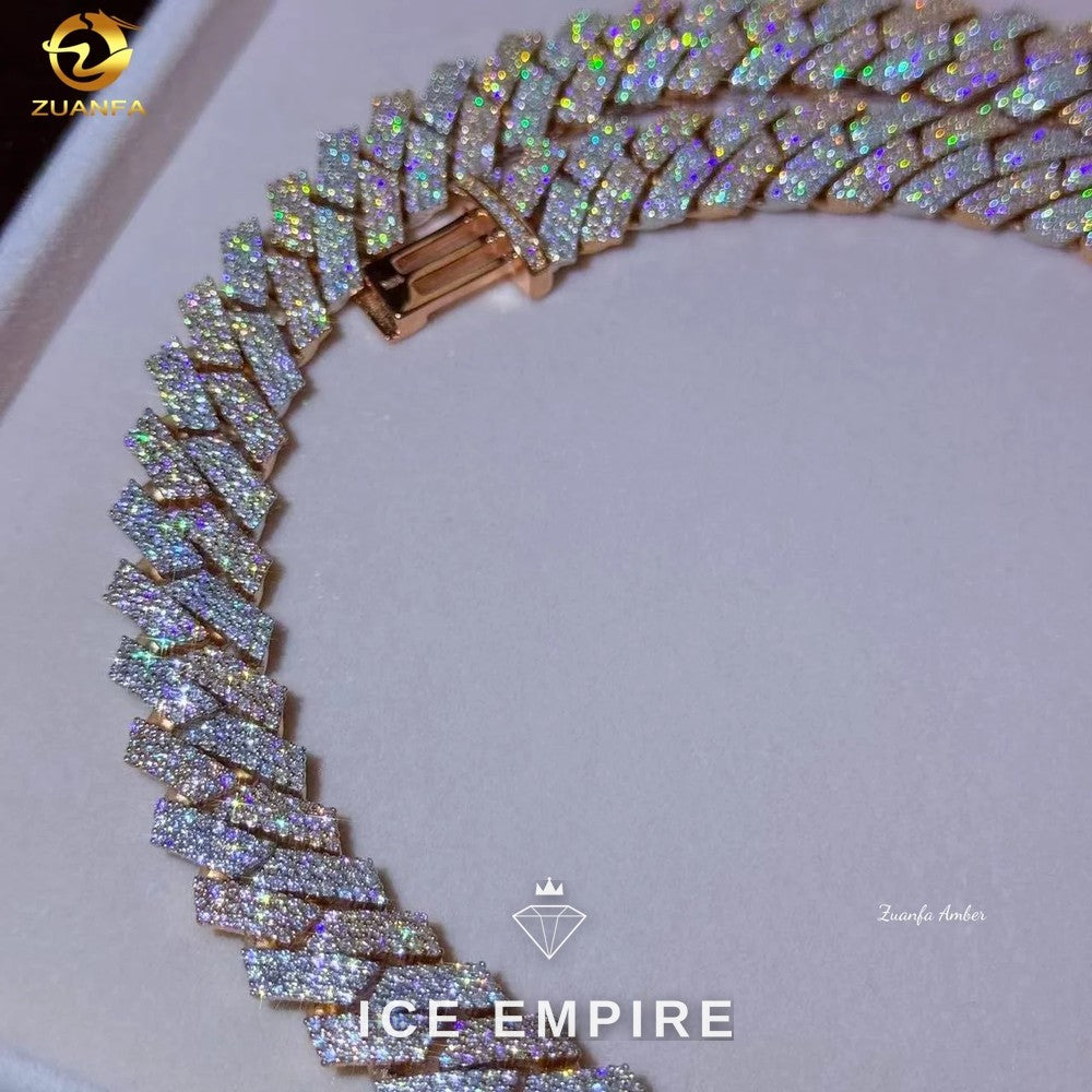 Iced Out Rose Gold Plated Moissanite Cuban Chain
