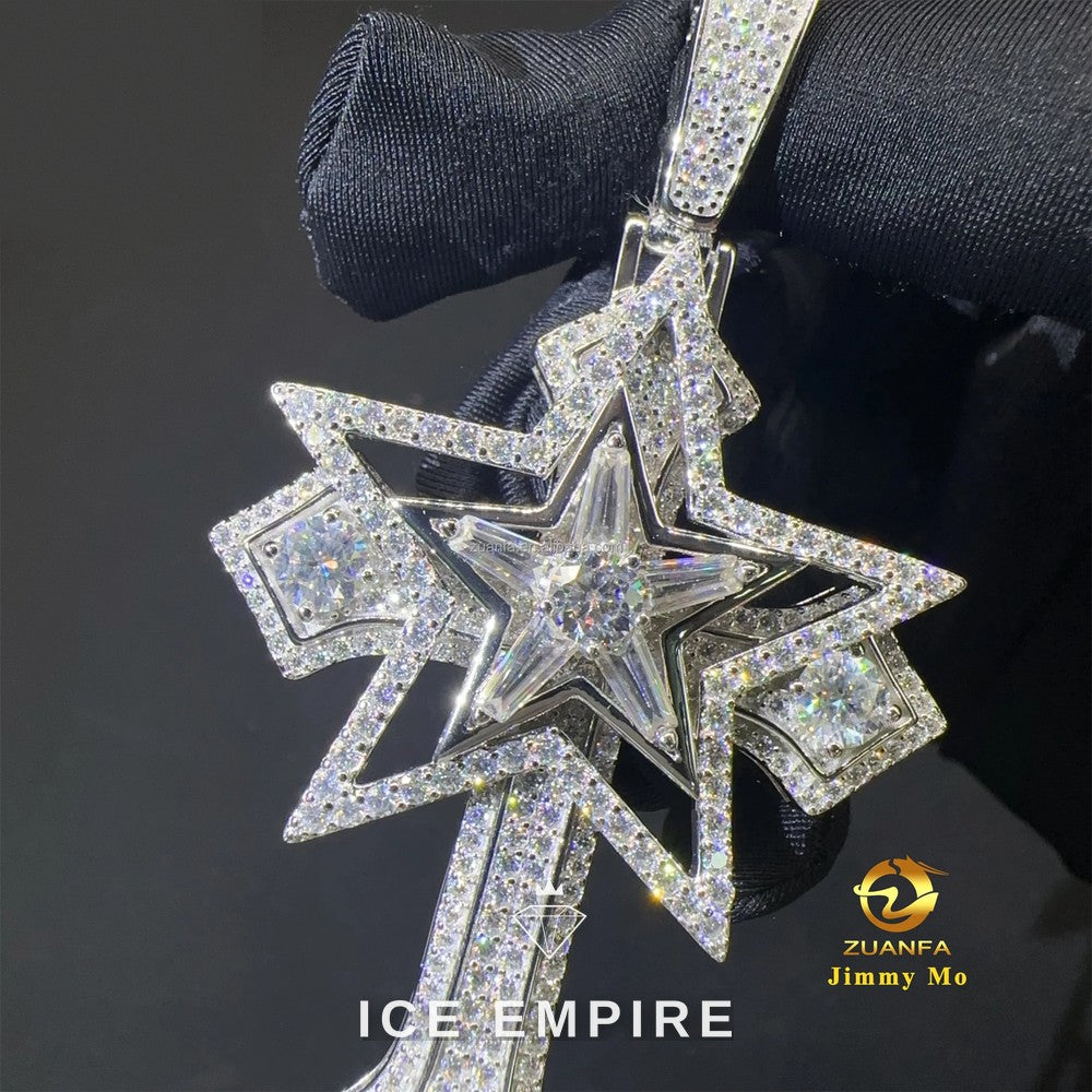 Iced Out Cross 925 Silver Pendant