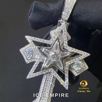 Iced Out Cross 925 Silver Pendant