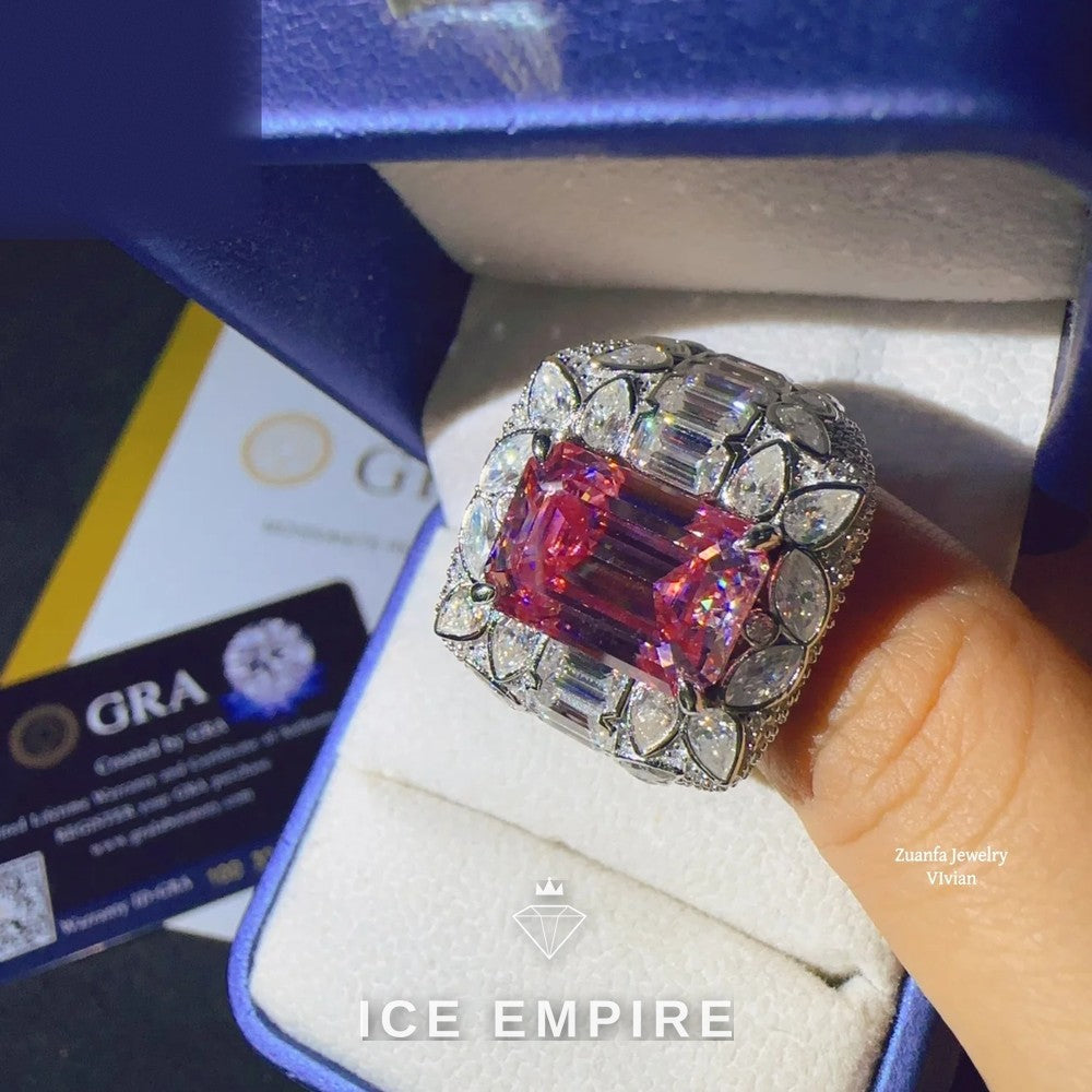 Iced Out Heart 10K Gold Moissanite Ring