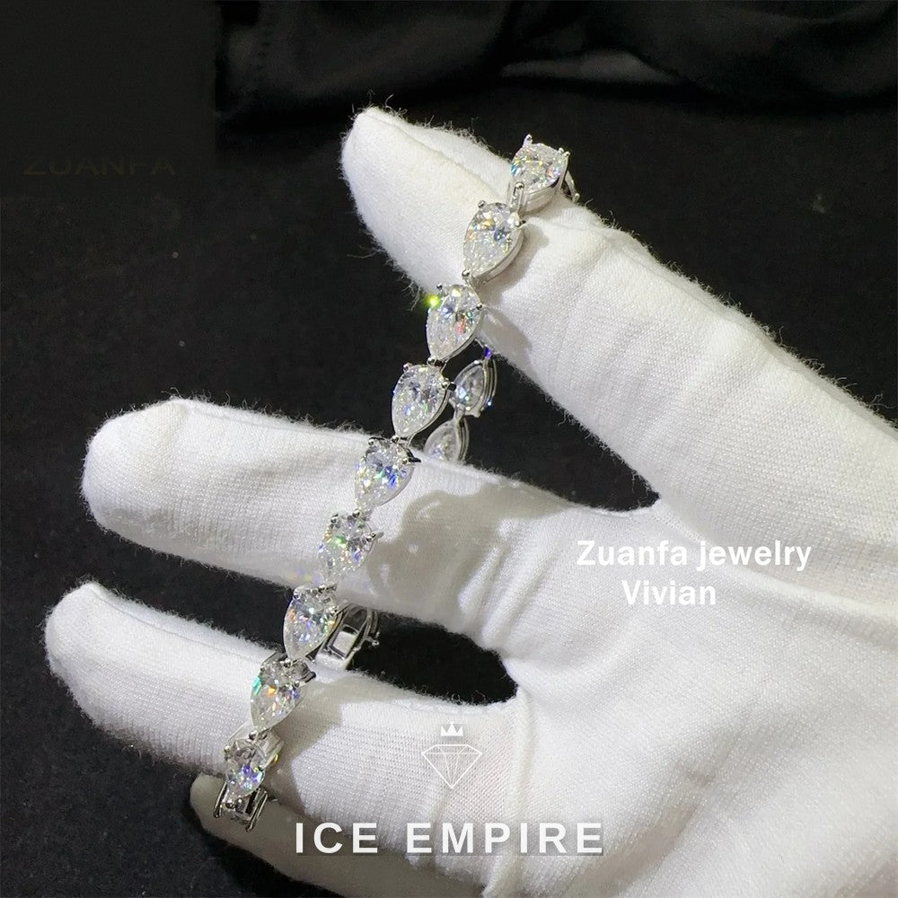 Iced Out 925 Silver Moissanite Tennis Chain
