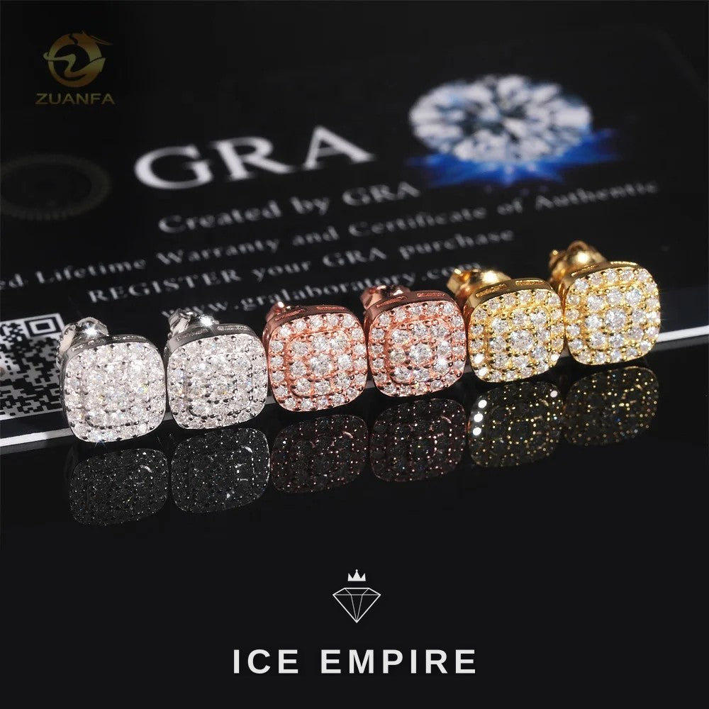 Iced Out 18K Gold Moissanite Stud Earrings