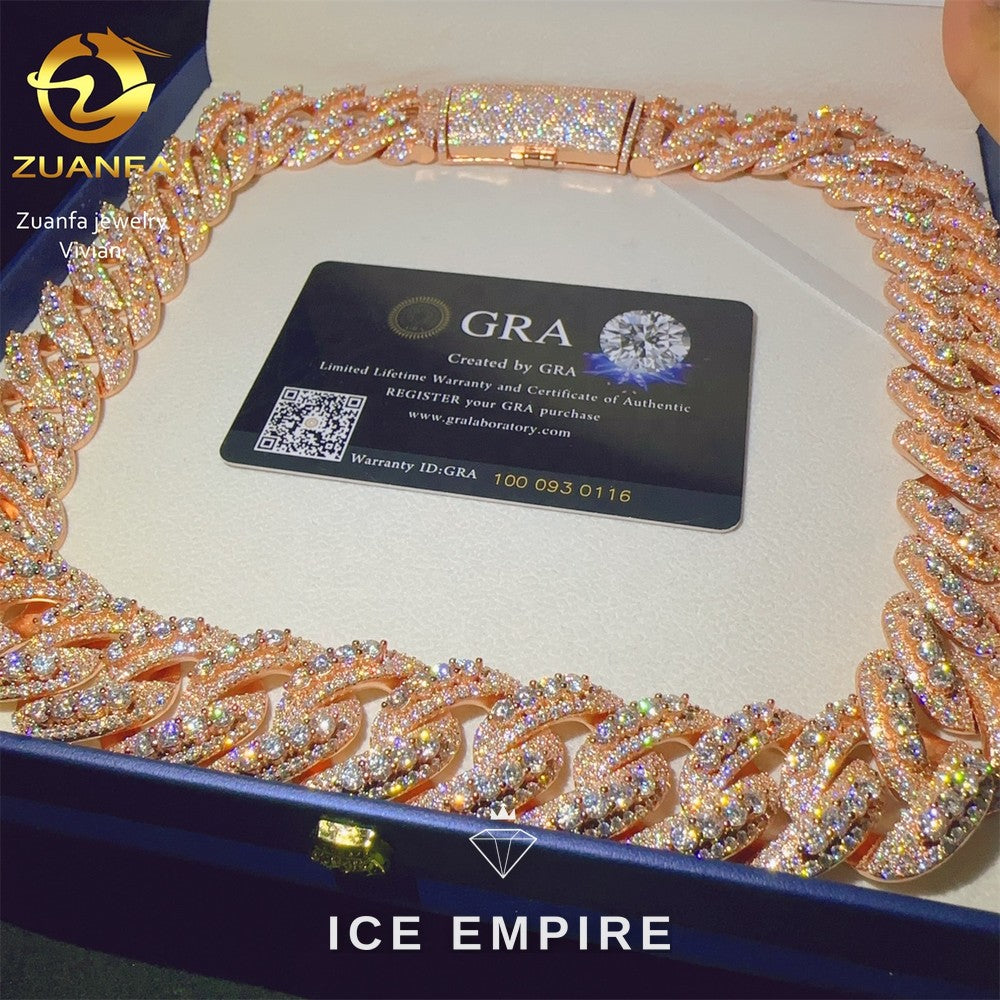 Iced Out Rose Gold Plated Moissanite Cuban Chain