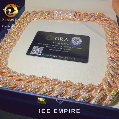 Iced Out Rose Gold Plated Moissanite Cuban Chain