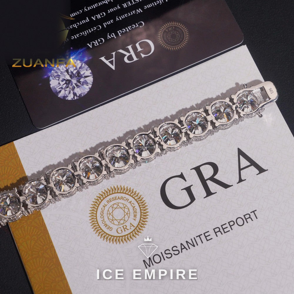 Iced Out Cluster 925 Silver Moissanite Tennis Chain