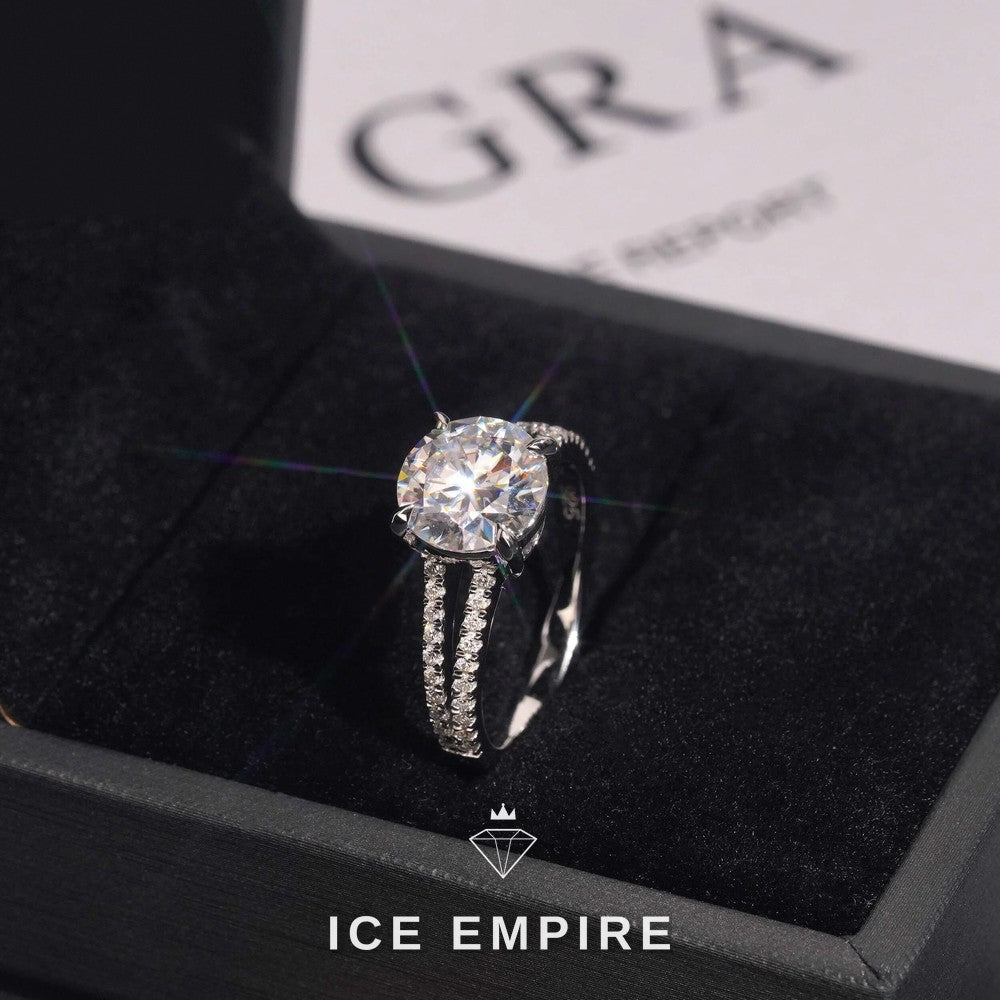 Iced Out 925 Silver Moissanite Engagement Ring