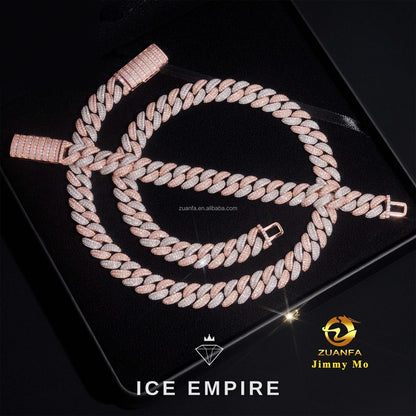 Iced Out Rose Gold Moissanite Cuban Chain