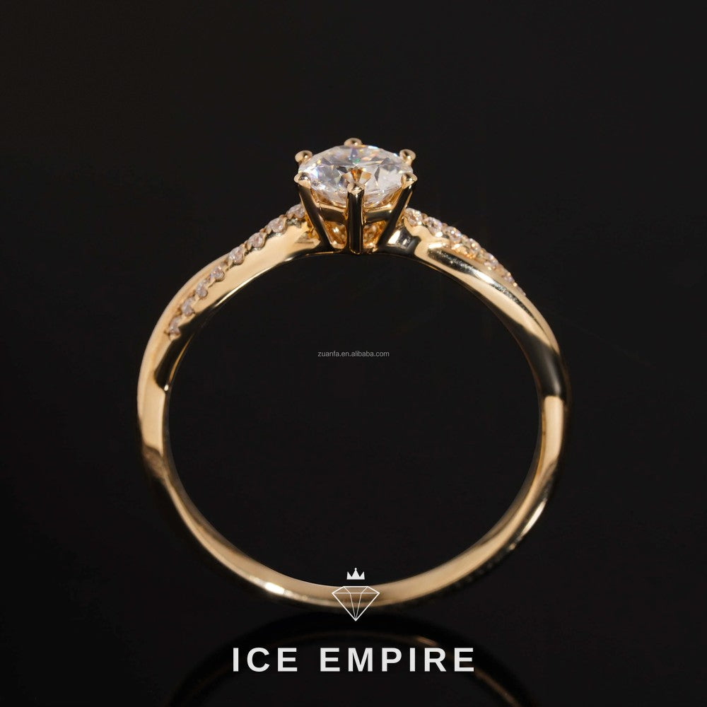 Iced Out 14K Gold Moissanite Engagement Ring