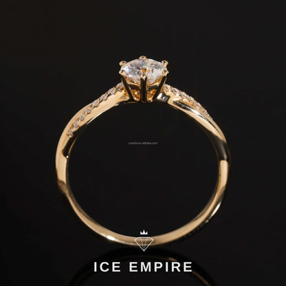 Iced Out 14K Gold Moissanite Engagement Ring