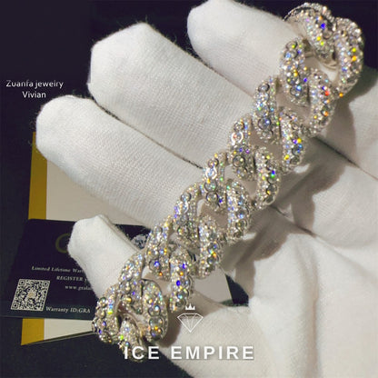 Iced Out 925 Silver Moissanite Cuban Chain