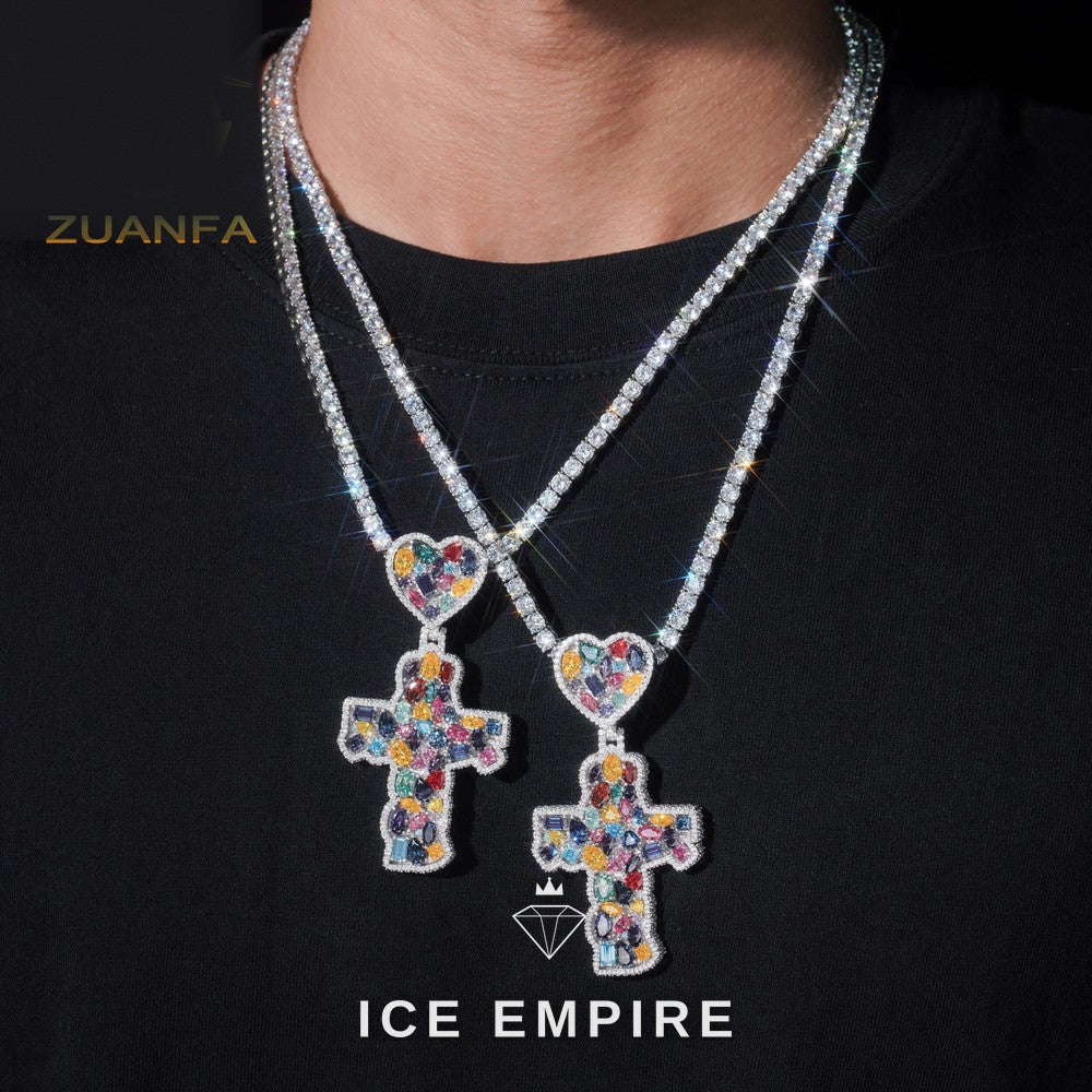 Iced Out Cross Rose Gold Plated Pendant
