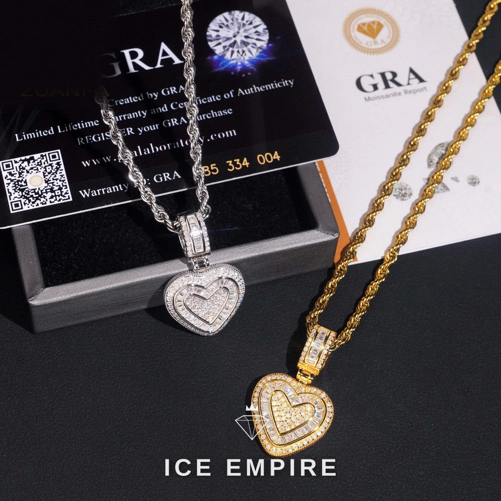 Iced Out Heart Gold Plated Moissanite Pendant