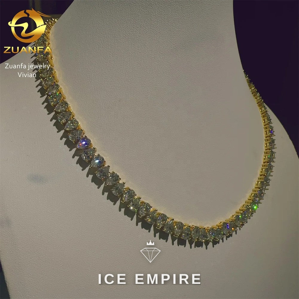 Iced Out Cross Rose Gold Plated Moissanite Cuban Chain