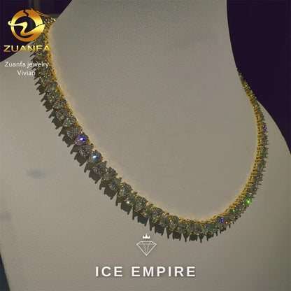 Iced Out Cross Rose Gold Plated Moissanite Cuban Chain