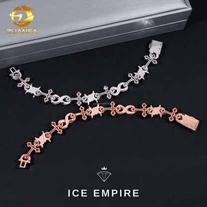 Iced Out Cross 925 Silver Moissanite Cuban Chain