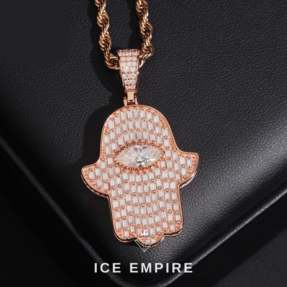 Iced Out Rose Gold Plated Moissanite Pendant