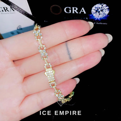 Iced Out Baguette 925 Silver Moissanite Cuban Chain