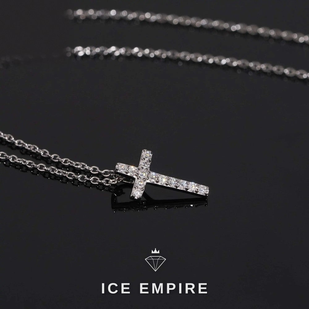 Iced Out Cross 925 Silver Lab Grown Diamond Pendant