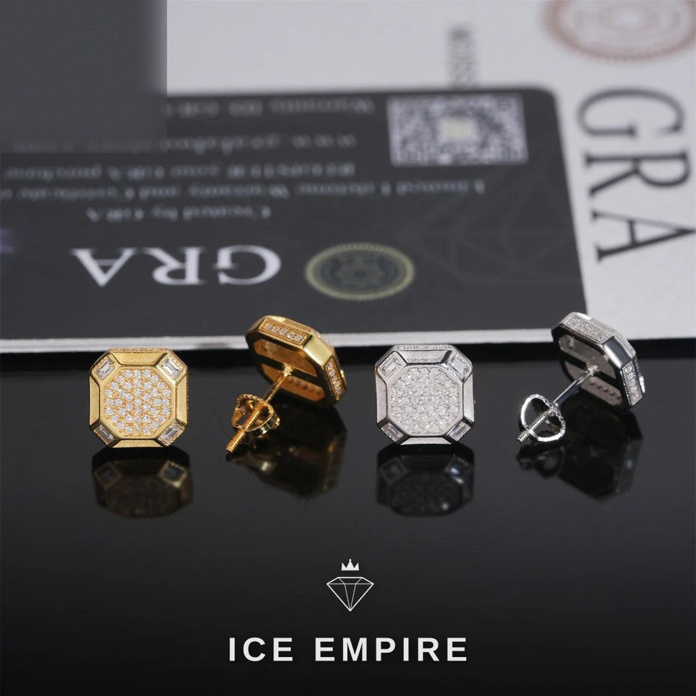 Iced Out Rose Gold Plated Moissanite Stud Earrings