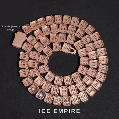 Iced Out Rose Gold Plated Moissanite Cuban Chain