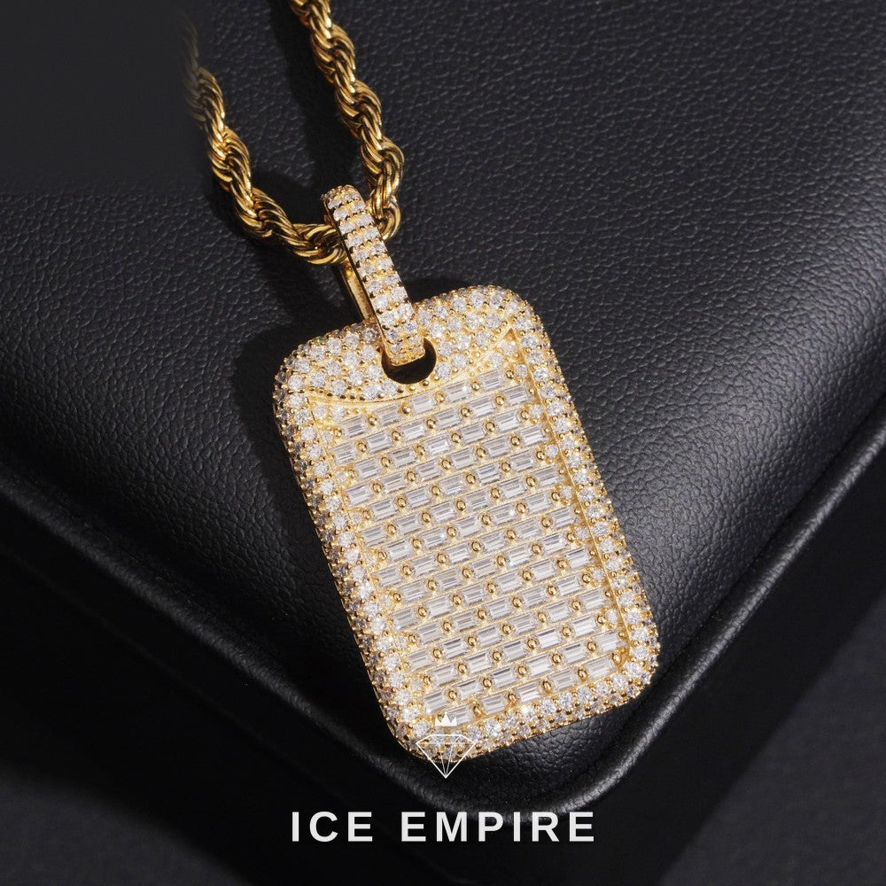 Iced Out Baguette Gold Plated Moissanite Pendant
