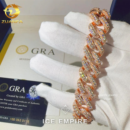 Iced Out 925 Silver Moissanite Cuban Chain