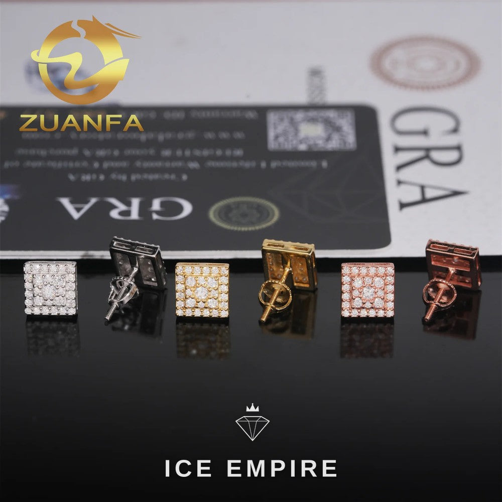 Iced Out Cluster 925 Silver Moissanite Stud Earrings