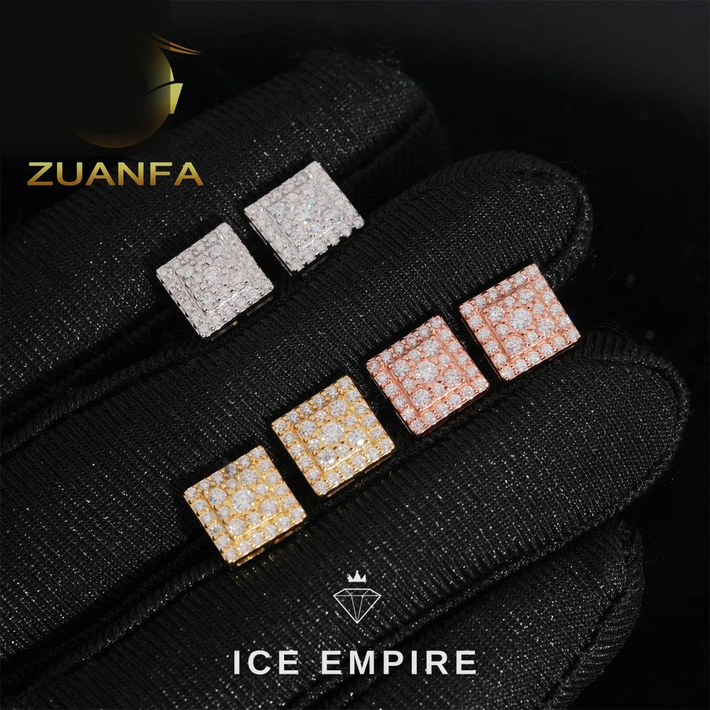 Iced Out Cluster 925 Silver Moissanite Stud Earrings
