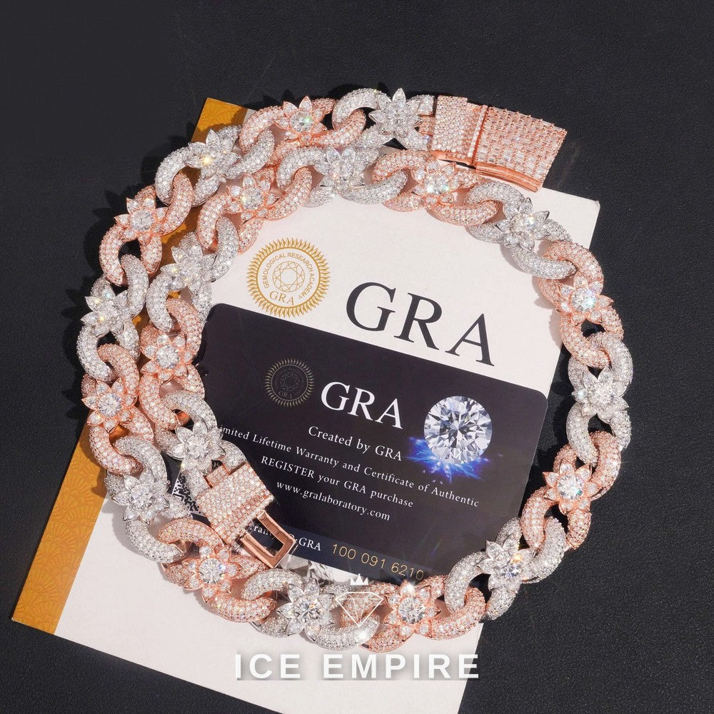 Iced Out Rose Gold Plated Moissanite Cuban Chain