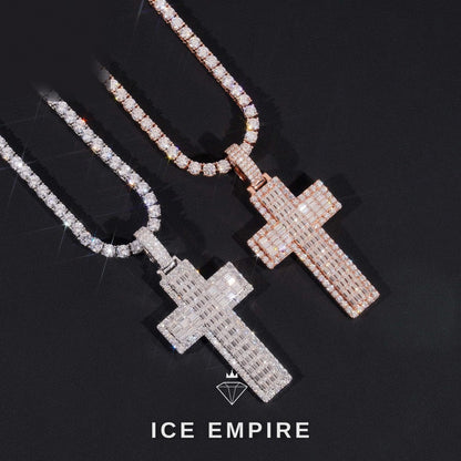 Iced Out Baguette Rose Gold Plated Moissanite Pendant