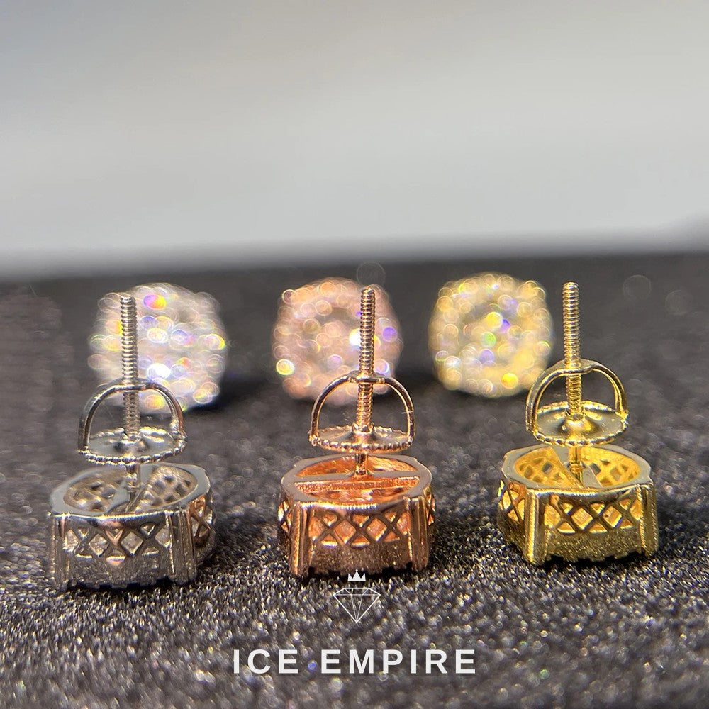 Iced Out Cluster 925 Silver Moissanite Stud Earrings