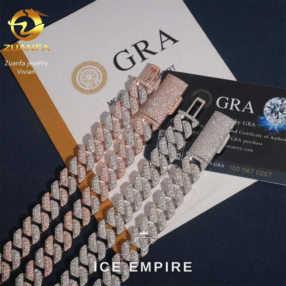 Iced Out Rose Gold Plated Moissanite Cuban Chain