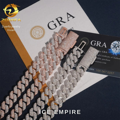 Iced Out Rose Gold Plated Moissanite Cuban Chain