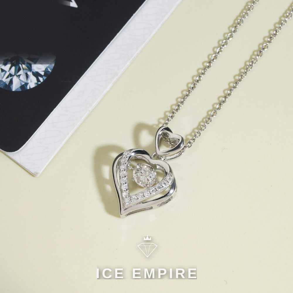 Iced Out Heart Rose Gold Plated Moissanite Pendant