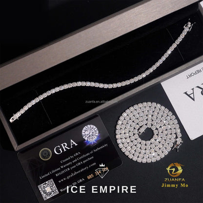 Iced Out Cluster 925 Silver Moissanite Cuban Chain