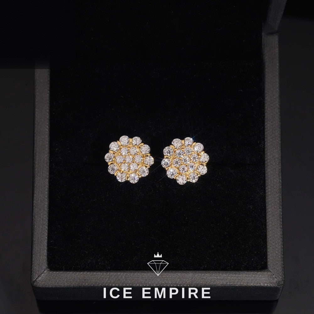 Iced Out Rose Gold Plated Moissanite Stud Earrings